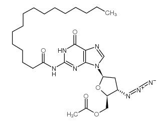 5'-O-乙酰基-3'-叠氮基-2',3'-二脱氧-N2-棕榈酰鸟苷结构式