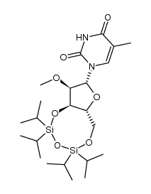 1-[3,5-O-(1,1,3,3-tetraisopropyldisiloxane-1,3-diyl)-2-O-methyl-β-D-ribofuranos-1-yl]thymine结构式