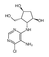 (1R,3R,4S)-2-[(5-amino-6-chloropyrimidin-4-yl)amino]-3-(hydroxymethyl)cyclopentane-1,4-diol Structure