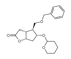 3α,5α-dihydroxy-2β-(benzyloxymethyl)cyclopentane-1α-acetic acid γ-lactone 3-tetrahydropyran-2-yl ether结构式