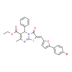 ethyl 2-{[5-(4-bromophenyl)-2-furyl]methylene}-7-methyl-3-oxo-5-phenyl-2,3-dihydro-5H-[1,3]thiazolo[3,2-a]pyrimidine-6-carboxylate结构式