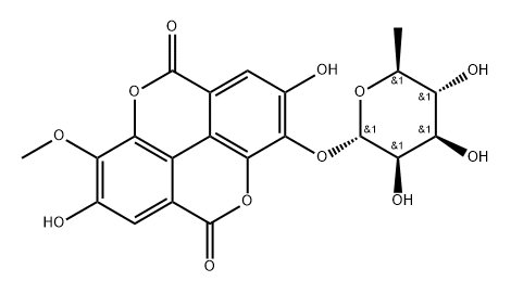 3-O-Methylellagic acid 3'-O-alpha-rhamnopyranoside Structure