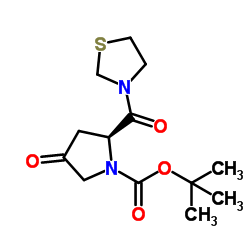 (2S)-4-氧代-2-(3-噻唑烷基羰基)-1-吡咯烷羧酸叔丁酯结构式
