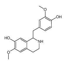(+/-)-1,2,3,4-tetrahydro-1-(4'-hydroxy-3'-methoxybenzyl)-6-methoxyisoquinolin-7-ol结构式