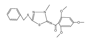 N-(5-benzylsulfanyl-3-methyl-3H-[1,3,4]thiadiazol-2-ylidene)-2,4,6-trimethoxy-benzamide结构式
