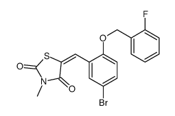(5Z)-5-[[5-bromo-2-[(2-fluorophenyl)methoxy]phenyl]methylidene]-3-methyl-1,3-thiazolidine-2,4-dione Structure