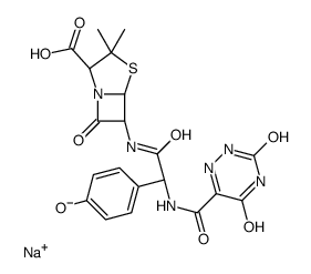 sodium,(2S,5R,6R)-6-[[2-[(3,5-dioxo-2H-1,2,4-triazine-6-carbonyl)amino]-2-(4-hydroxyphenyl)acetyl]amino]-3,3-dimethyl-7-oxo-4-thia-1-azabicyclo[3.2.0]heptane-2-carboxylate结构式