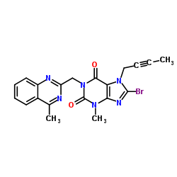 8-Bromo-7-but-2-ynyl-3-methyl-1-(4-methyl-quinazolin-2-ylmethyl)-3,7-dihydro-purine-2,6-dione Structure