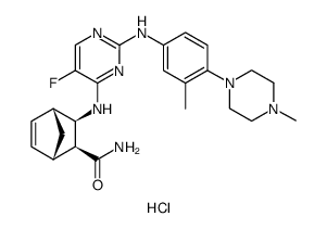 Bicyclo[2.2.1]hept-5-ene-2-carboxamide, 3-[[5-fluoro-2-[[3-methyl-4-(4-methyl-1-piperazinyl)phenyl]amino]-4-pyrimidinyl]amino]-, dihydrochloride, (1S,2S,3R,4R) Structure