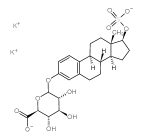 β-雌二醇3-(β-D-葡糖醛酸)17-硫酸二钾盐结构式