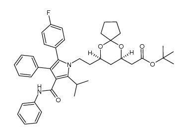 tert-butyl 2-((7R,9R)-9-(2-(2-(4-fluorophenyl)-5-isopropyl-3-phenyl-4-(phenylcarbamoyl)-1H-pyrrol-1-yl)ethyl)-6,10-dioxaspiro[4.5]decan-7-yl)acetate结构式