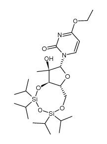 4-ethoxy-1-[2-C-methyl-3,5-O-(tetraisopropyldisiloxan-1,3-diyl)-β-D-ribo-pentofuranosyl]-2(1H)-pyrimidinone Structure