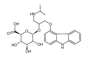 R-(+)-1-(carbazol-4-yloxy)-3-isopropylaminoprop-2-yl-β-D-glucopyranosyduronic acid结构式