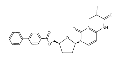 1-[2,3-dideoxy-5-O-(4-phenybenzoyl)-β-D-glycero-pentofuranosyl]-4-(isobutyrylamino)-2(1H)-pyrimidinone*0.25H2O Structure
