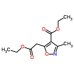 Ethyl 5-(2-ethoxy-2-oxoethyl)-3-methyl-1,2-oxazole-4-carboxylate结构式