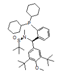 [S(R)]-N-[(R)-[3,5-二叔丁基-4-甲氧基苯基][2-(二环己基膦)苯基]甲基]-N-甲基-2-叔丁基亚磺酰胺结构式