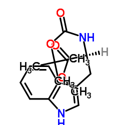 (S)-2-((叔丁氧基羰基)氨基)-3-(1H-吲哚-3-基)丙酸甲酯结构式