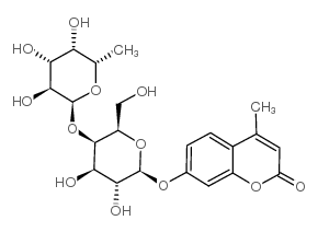 4-Methylumbelliferyl 4-O-(a-L-Fucopyranosyl)-b-D-galactopyranoside Structure