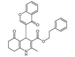 2-phenylethyl 2-methyl-5-oxo-4-(4-oxochromen-3-yl)-4,6,7,8-tetrahydro-1H-quinoline-3-carboxylate Structure