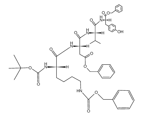 Nα-t-butoxycarbonyl-Nε-benzyloxycarbonyl-L-lysyl-β-benzyl-L-aspartyl-L-valyl-L-tyrosine benzyl ester Structure