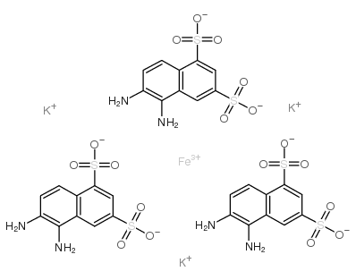 1,2-二氨基萘-5,7-二磺酸,三(5,6-二氨基-1,3-萘二磺酸)铁络合物钾盐结构式