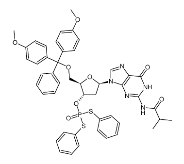 S,S-diphenyl N2-isobutyryl-5'-O-dimethoxytritylguanosine 3'-phosphorodithioate Structure