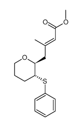 (E)-3-Methyl-4-((2S,3R)-3-phenylsulfanyl-tetrahydro-pyran-2-yl)-but-2-enoic acid methyl ester Structure