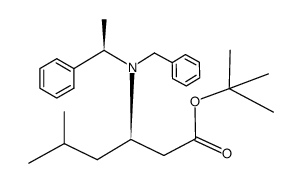 tert-butyl (3R,αR)-3-(N-benzyl-N-α-methylbenzylamino)-5-methylhexanoate结构式