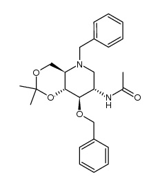 2-acetamido-N-benzyl-3-O-benzyl-1,2,5-trideoxy-1,5-imino-4,6-O-isopropylidene-D-glucitol Structure