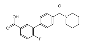4-fluoro-3-[4-(piperidine-1-carbonyl)phenyl]benzoic acid Structure