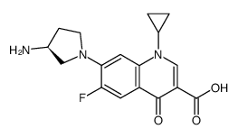 7-((S)-3-amino-1-pyrrolidinyl)-1-cyclopropyl-6-fluoro-1,4-dihydro-4-oxoquinoline-3-carboxylic acid结构式