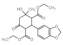 diethyl 2-benzo[1,3]dioxol-5-yl-4-hydroxy-4-methyl-6-oxo-cyclohexane-1,3-dicarboxylate结构式