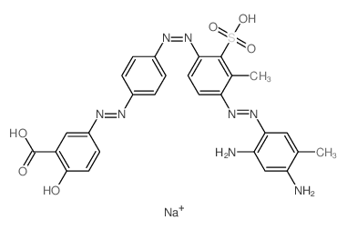 Benzoic acid,5-[2-[4-[2-[4-[2-(2,4-diamino-5-methylphenyl)diazenyl]-3-methyl-2-sulfophenyl]diazenyl]phenyl]diazenyl]-2-hydroxy-,sodium salt (1:2)结构式