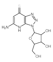 3-amino-9-[3,4-dihydroxy-5-(hydroxymethyl)oxolan-2-yl]-2,7,8,9-tetrazabicyclo[4.3.0]nona-1,3,6-triene-5-thione结构式