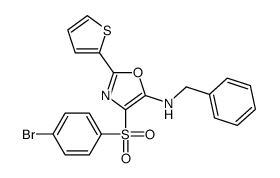 N-benzyl-4-(4-bromophenyl)sulfonyl-2-thiophen-2-yl-1,3-oxazol-5-amine Structure