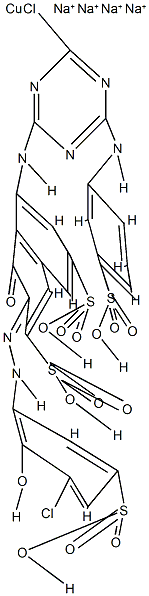 [3-[(3-氯-2-羟基-5-磺苯基)偶氮]-5-[[4-氯-6-[(3-磺苯基)氨基]-1,3,5-三嗪-2-基]氨基]-4-羟基-2,7-萘二磺酸基]-合铜酸四钠盐结构式