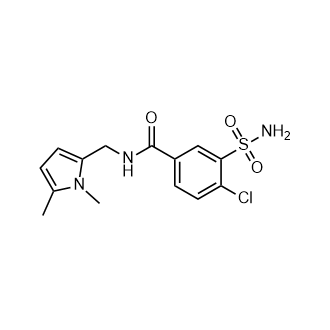 4-氯-N-((1,5-二甲基-1H-吡咯-2-基)甲基)-3-氨磺酰苯甲酰胺结构式