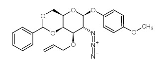 4-甲氧苯基-3-O-烯丙基-2-叠氮基-4,6-O-苯亚甲基-2-脱氧-β-D-吡喃半乳糖苷结构式