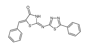 5-benzylidene-2-[{5-phenyl-[1,3,4]-thiadiazol-2-yl}imino]-1,3-thiazolidin-4-one结构式