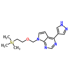 4-(1H-吡唑-4-基)-7-((2-(三甲基硅烷基)乙氧基)-甲基)-7H-吡咯并[2,3-D]嘧啶 (巴瑞克替尼中间体)结构式