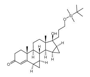 17α-[3-(tert-butyl-dimethylsilanyloxy)propyl]-6β,7β,15β,16β-dimethylenandrost-4-en-17β-ol-3-one结构式