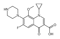 1-CYCLOPROPYL-6-FLUORO-8-METHOXY-4-OXO-7-(PIPERAZIN-1-YL)-1,4-DIHYDROQUINOLINE-3-CARBOXYLIC ACID structure