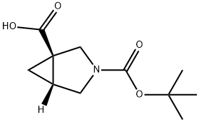 (1R,5R)-3-(叔丁氧羰基)-3-氮杂双环[3.1.0]己烷-1-羧酸结构式