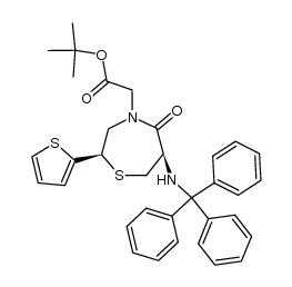 tert-butyl 2-((2R,6R)-5-oxo-2-(thiophen-2-yl)-6-(tritylamino)-1,4-thiazepan-4-yl)acetate Structure