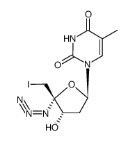 1-((2R,4S,5S)-5-azido-4-hydroxy-5-(iodomethyl)tetrahydrofuran-2-yl)-5-methylpyrimidine-2,4(1H,3H)-dione Structure
