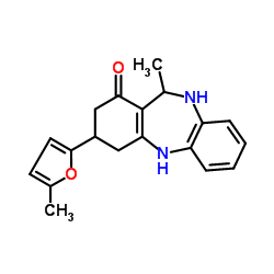 11-Methyl-3-(5-methyl-2-furyl)-2,3,4,5,10,11-hexahydro-1H-dibenzo[b,e][1,4]diazepin-1-one结构式