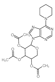 9H-Purine,6-piperidino-9-b-D-ribopyranosyl-,2',3',4'-triacetate (8CI) Structure