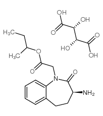 (3S)-3-氨基-2,3,4,5-四氢-2-氧代-1H-1-苯并氮杂卓-1-乙酸叔丁酯L-(+酒石酸盐(1:1)结构式
