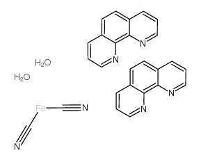 dicyano-bis-(1,10-phenanthroline) iron(ii) dihydrate structure