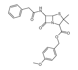 (2S,5R,6R)-3,3-Dimethyl-6-(phenylacetylamino)-7-oxo-4-thia-1-azabicyclo[3.2.0]heptane-2-carboxylic acid 4-methoxybenzyl ester结构式